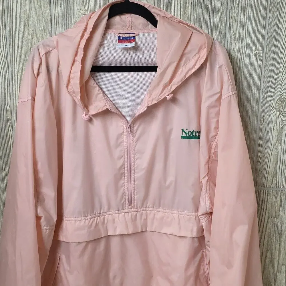 Champion Pink Packable Quarter Zip Pullover Notre Dame Jacket Womens Size XL